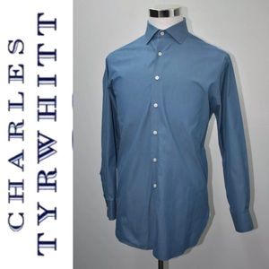 CHARLES TYRWHITT Dress Shirt Size M 16 Blue Cotton